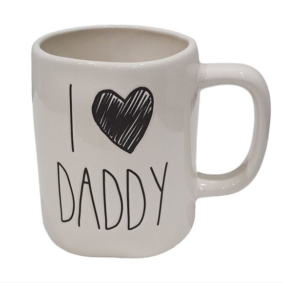 Rae Dunn I LOVE DADDY Embossed Ceramic Coffee Mug 16 Oz Ivory - Picture 7 of 8